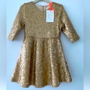 Golden sparkling dress by EGG, 6 y.o.
